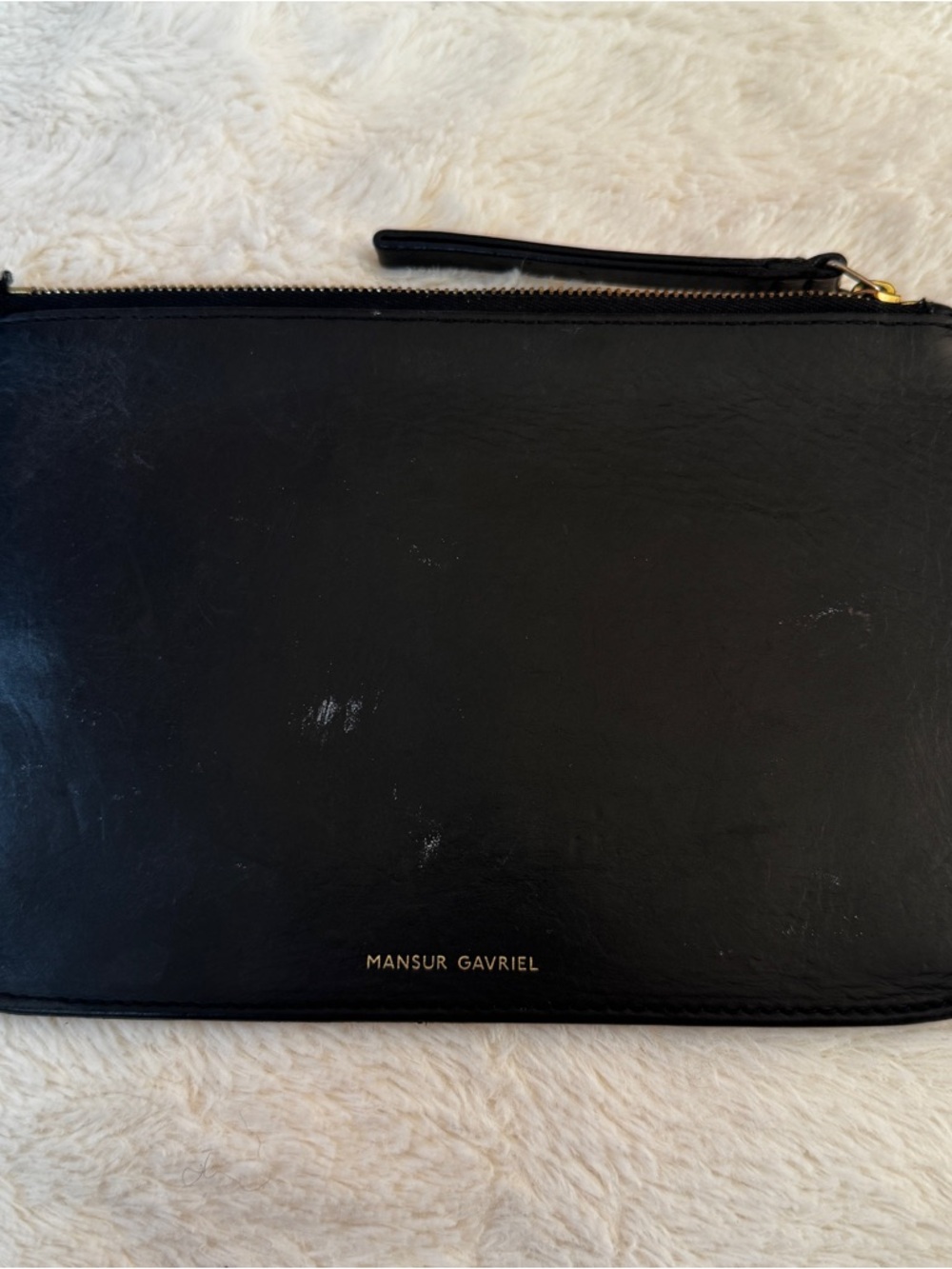 Mansur Gavriel Black Leather Detachable Pouch Bag Insert Clutch Made Italy